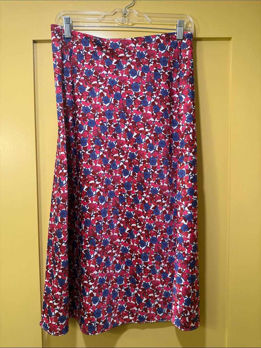 J. Crew Pink and Blue Floral A-Line Skirt